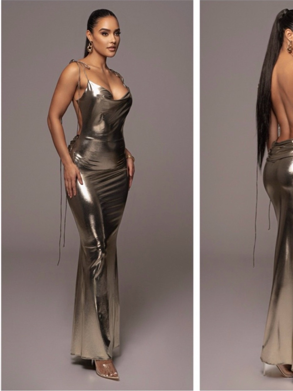 NWT JLUXLABEL Light Gold Heart of Gold Dress